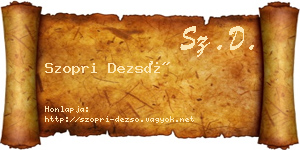 Szopri Dezső névjegykártya