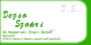 dezso szopri business card